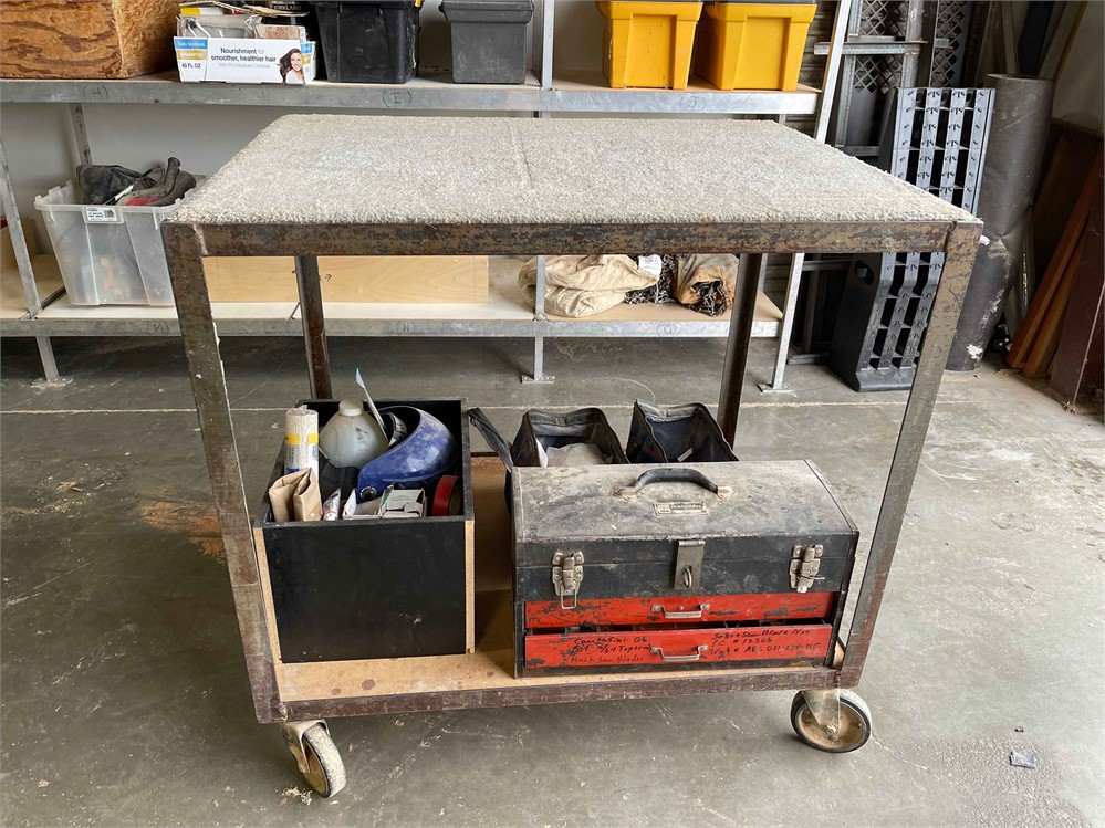 Metal Shop Cart with Contents