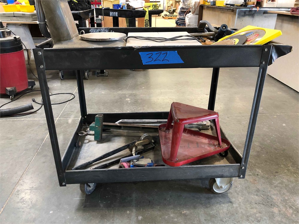 Metal Shop Cart with Contents
