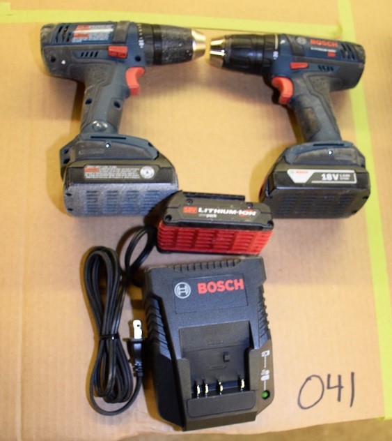 (2) BOSCH LITHIUM ION DRILLS & BATTERY CHARGER * LOT OF 2