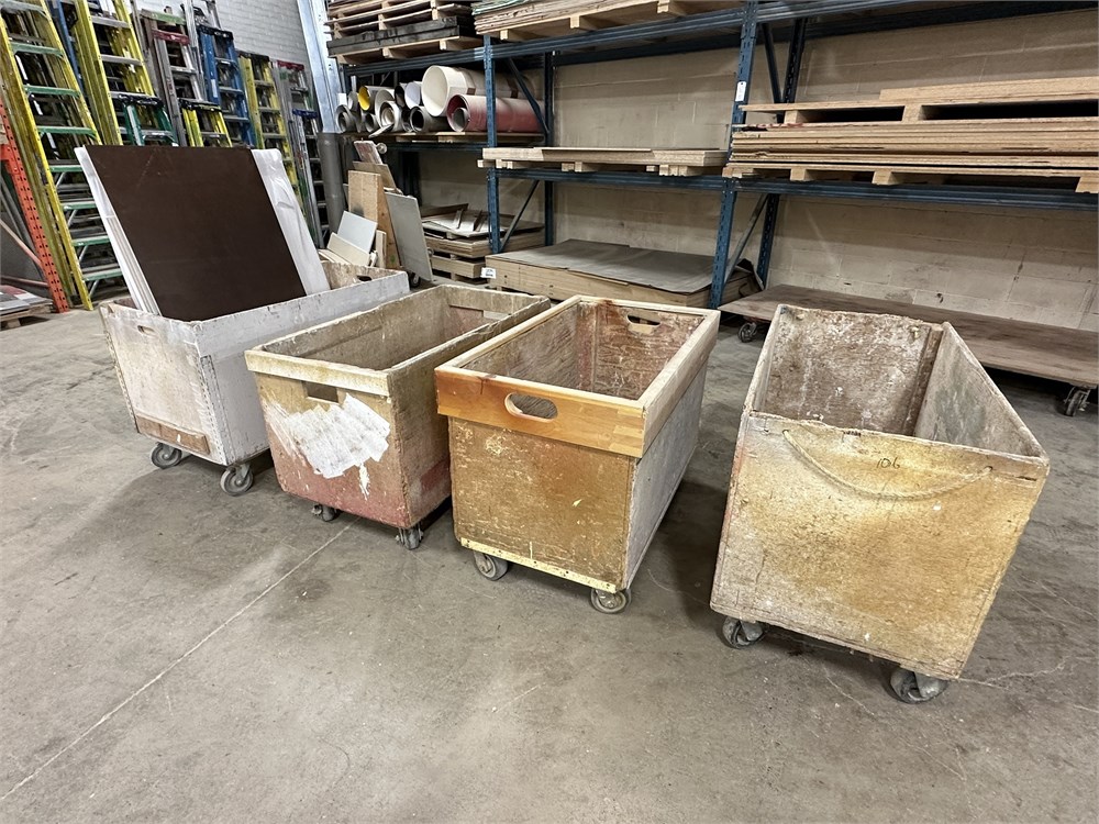 Wooden Shop Bins on Castors - Lot of 4