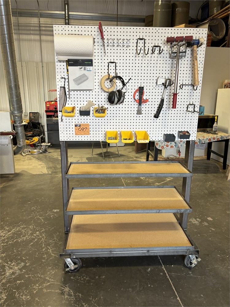 Metal Shop Cart with Contents