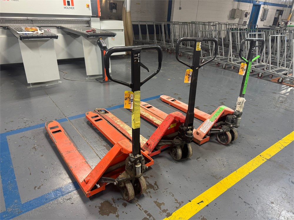 (3) Orange Pallet Jacks