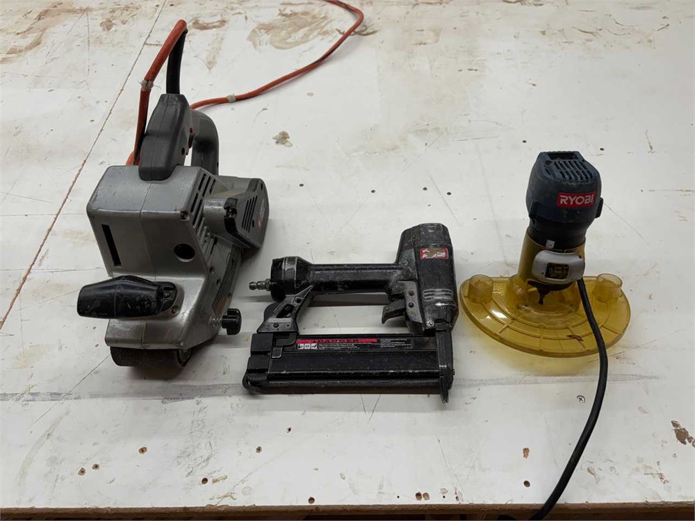 Belt Sander, Brad Nailer, and Trim Router Tool Lot