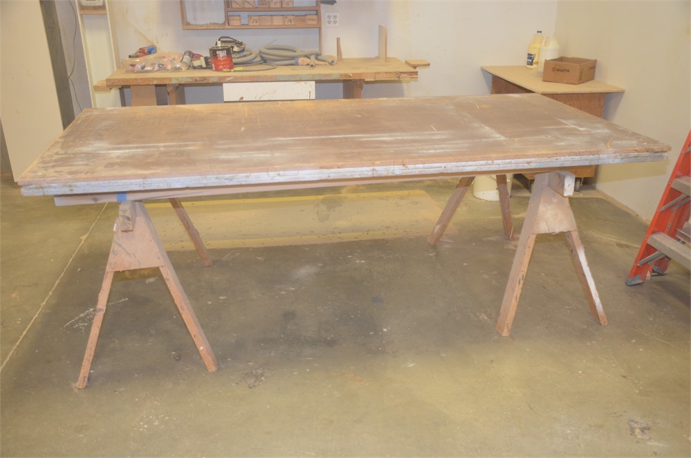 Work bench on saw horses (Qty. 2)