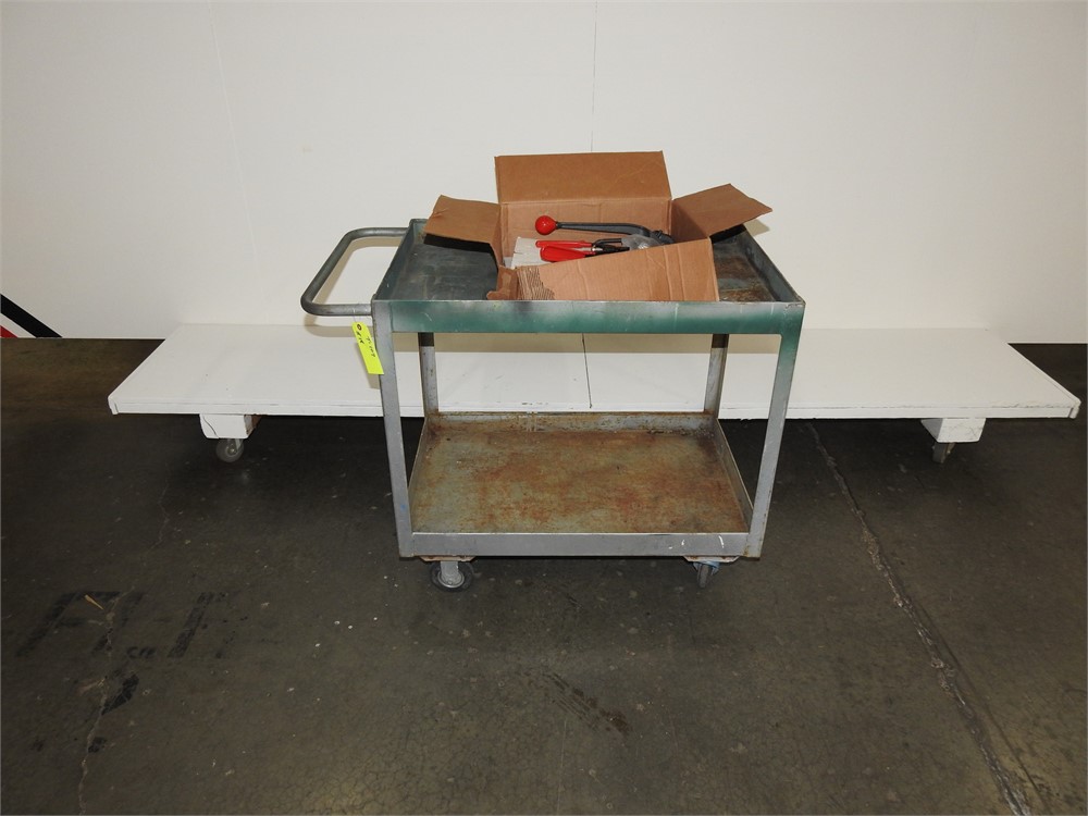 SHOP CART WITH BOX OF ITEMS INCLUDED