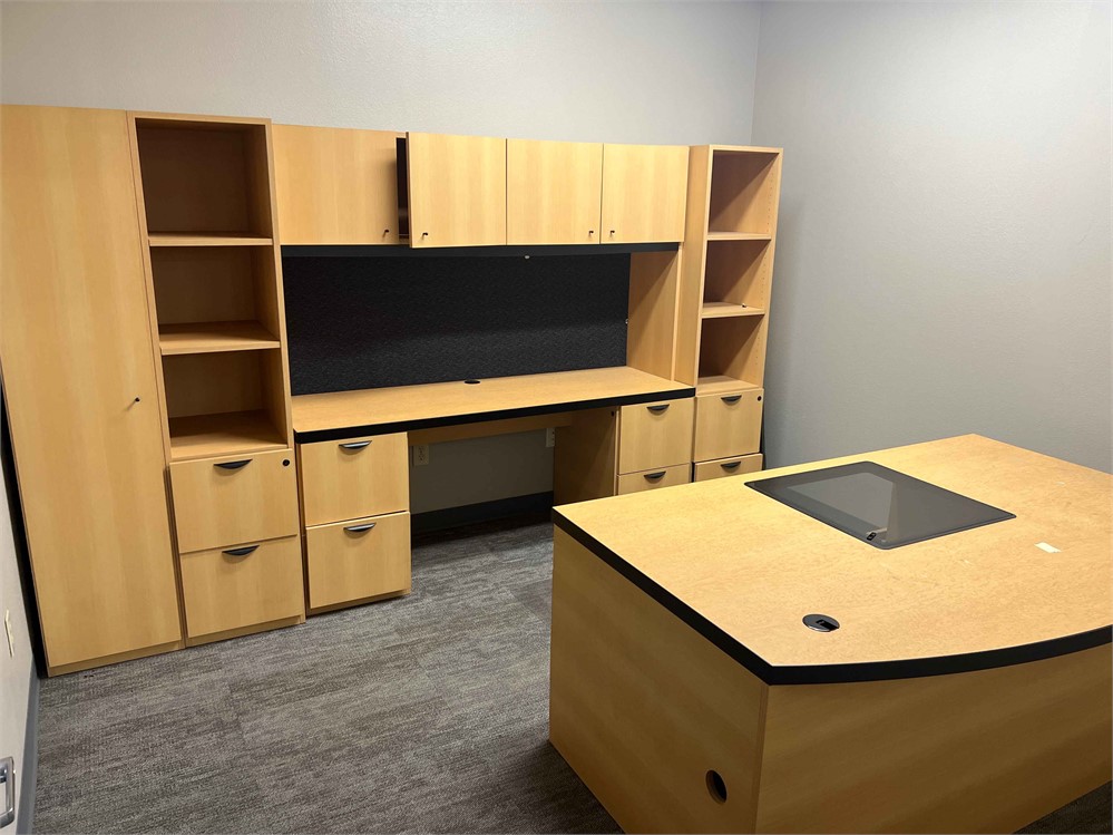 Desk and cabinets