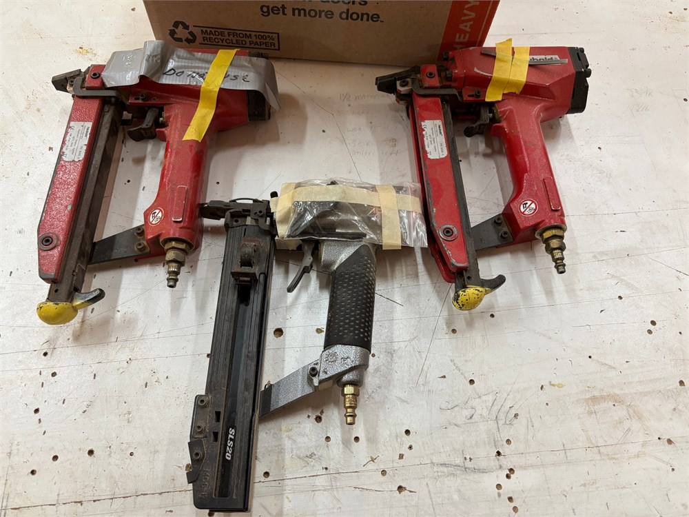 Lot of 3 Pneumatic Nail Guns (NEEDS REPAIR) as pictured