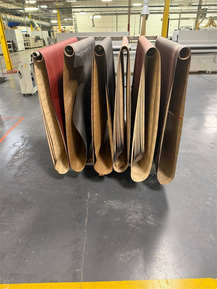 Lot of Sanding Belts & Rack
