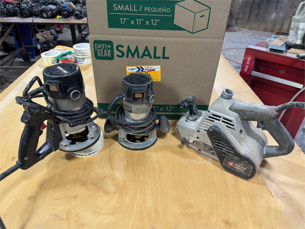 Porter Cable Routers & Belt Sander, (3) tools