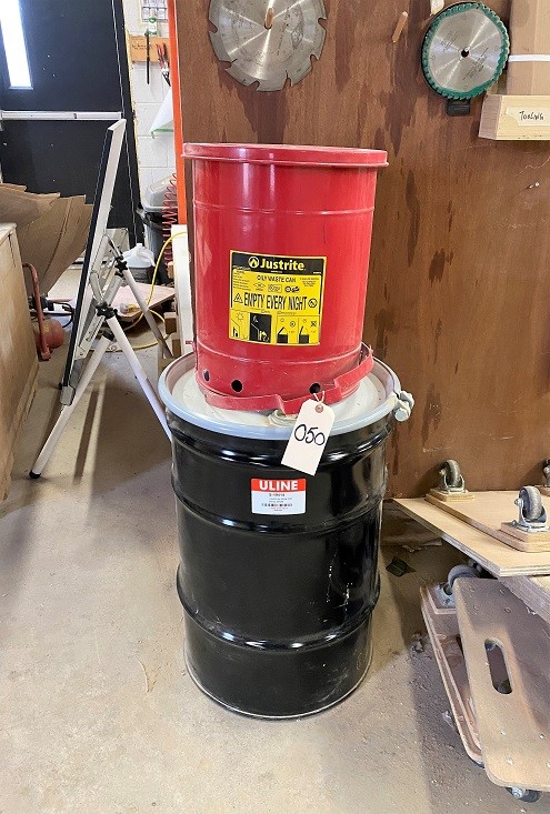Justrite Rag Disposal Can & Like New Uline Disposal Drum