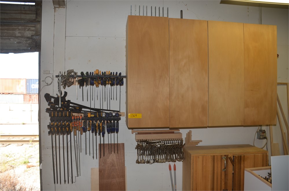Bar clamps, vise grips, cabinet