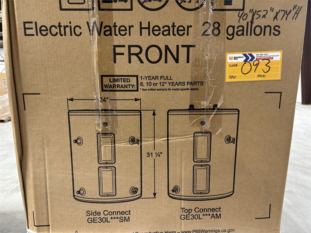 Lot of (4) Electric Water Heaters 28 gal.
