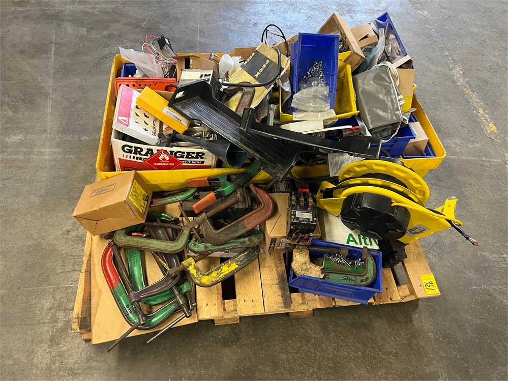 "C" Clamps, Cord Reel and Misc. Items on Pallet