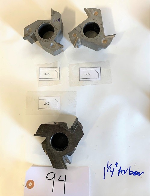 LOT# 094  (3) SHAPER / MOULDER CUTTERS * SEE PHOTO FOR PROFILE & BORE DIAMETER
