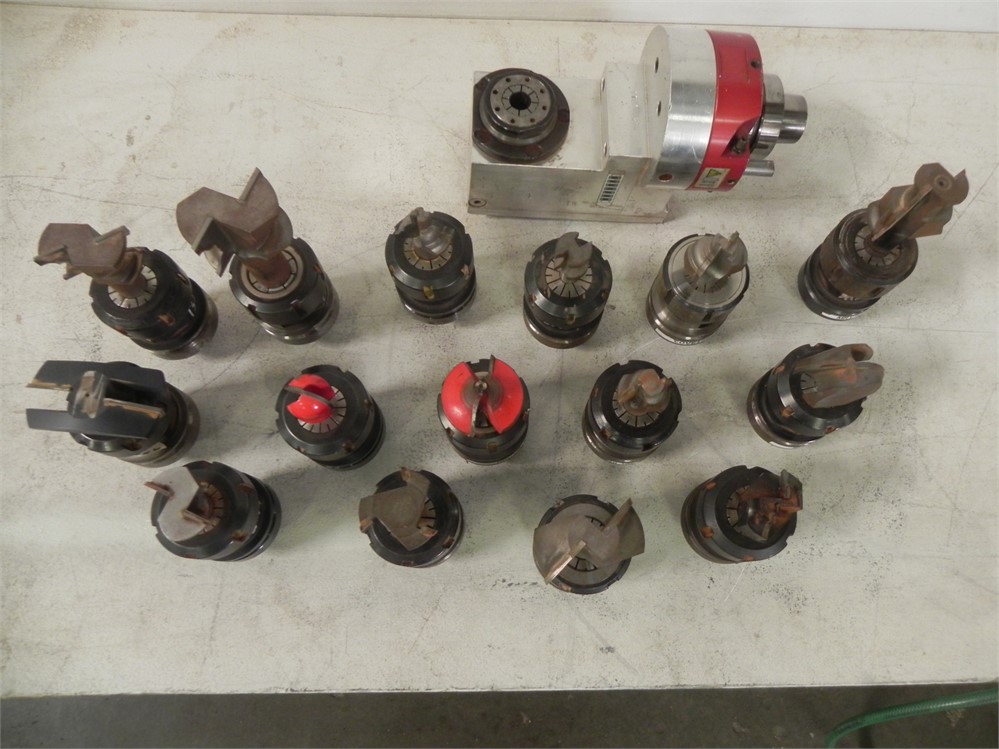 CNC TOOLING, HSK TOOL HOLDERS WITH TOOLING, AGGREGATE HEAD, 16 PIECES TOTAL