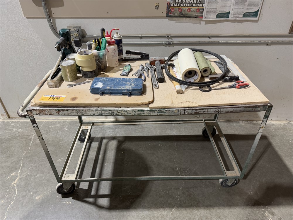 Hand Tools with Metal Shop Cart