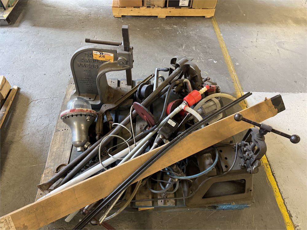 Pallet of Barrel Pumps and Arbor Press