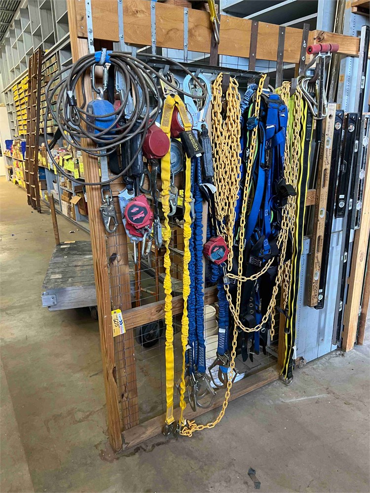 Safety Harnesses & Other Items on Rack