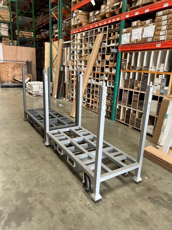 Two (2) Steel Carts w/ Rails for Plywood