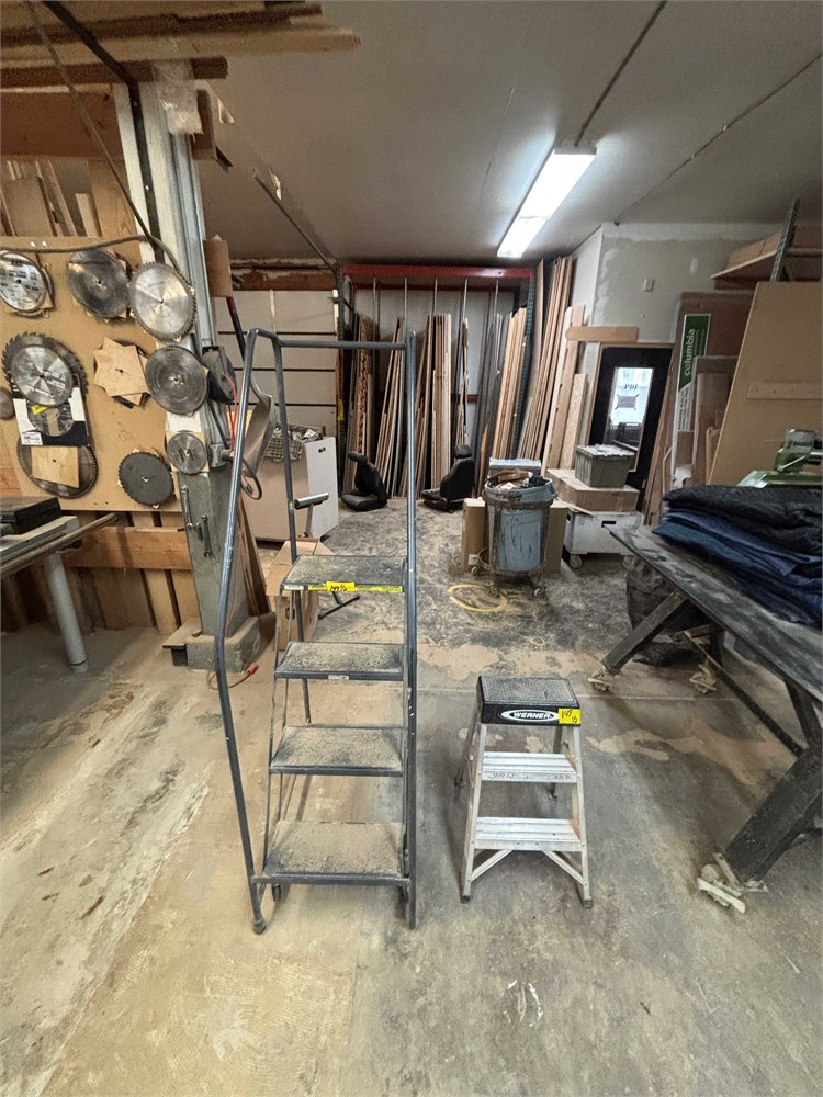 Rolling Metal Shop Ladder + Werner Aluminum Step Stool