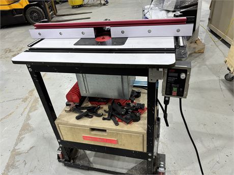 Jessem Router Table Storage Lot - Jessem Router Table with Extra Tooling/ Bits | Place Your Bid at ...