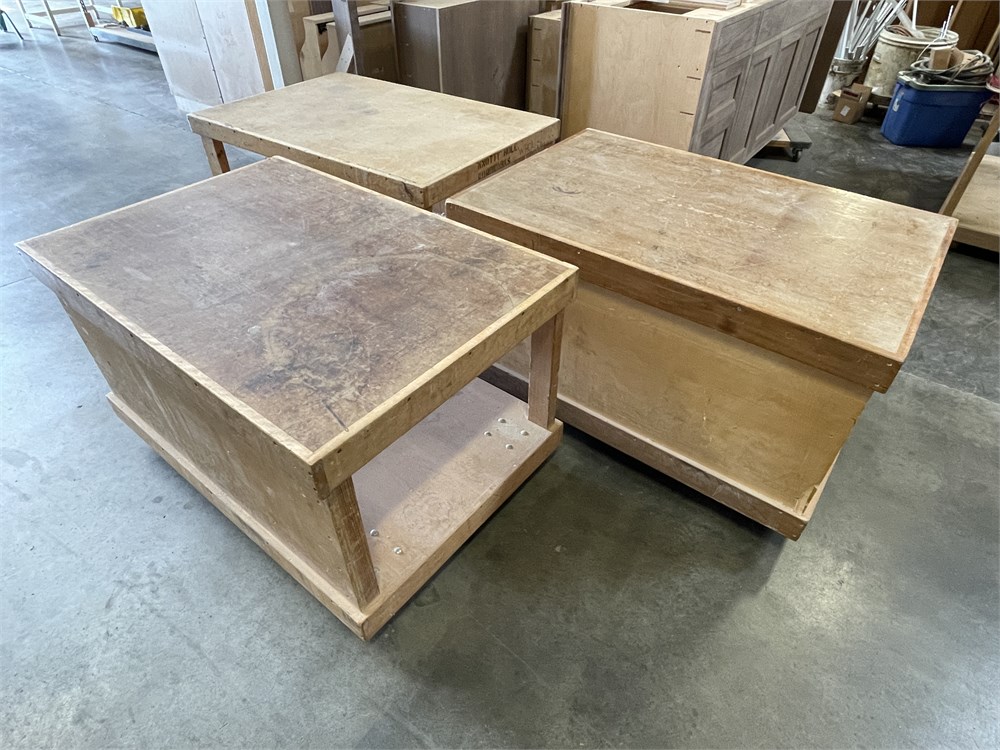 Three (3) Wooden Shop Carts