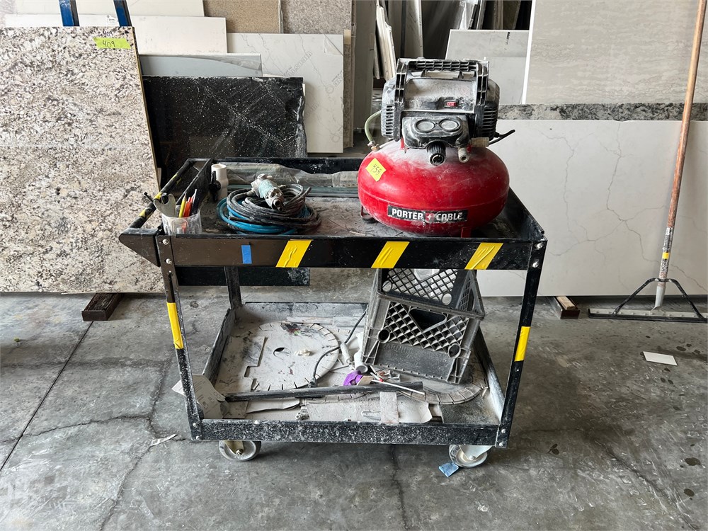 Plastic Shop Cart with Tools and Supplies