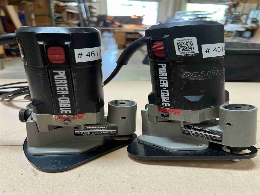 Two Porter Cable "7311" Off Set Laminate Trimmer Base Machines