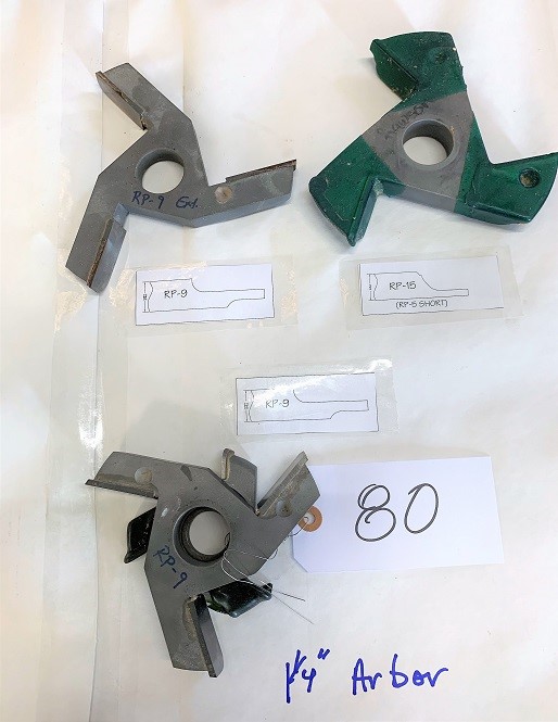 LOT# 080  (3) SHAPER / MOULDER CUTTERS * SEE PHOTO FOR PROFILE & BORE DIAMETER
