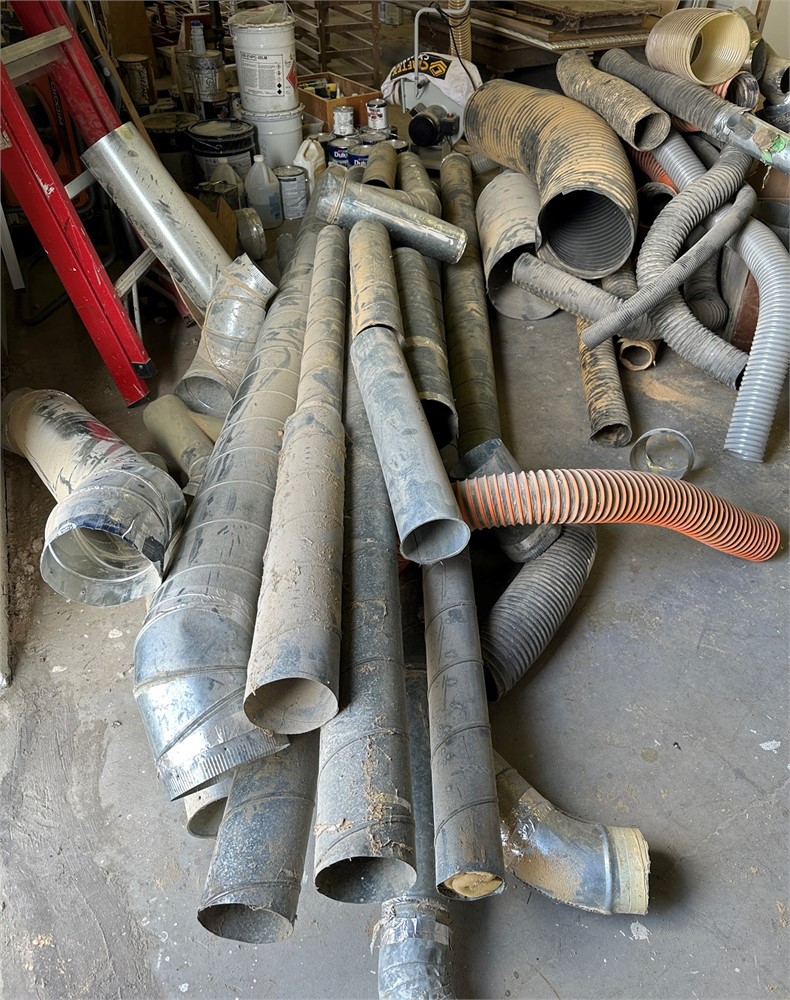 Large Lot of Ducting Includes Piping, Dampers, Flex, Chip Extractor/Bin ETC