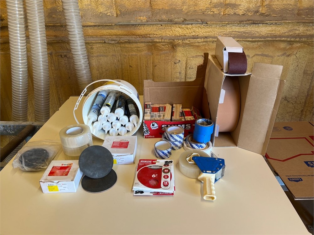 Lot of Packaging & Sanding Supplies as Pictured