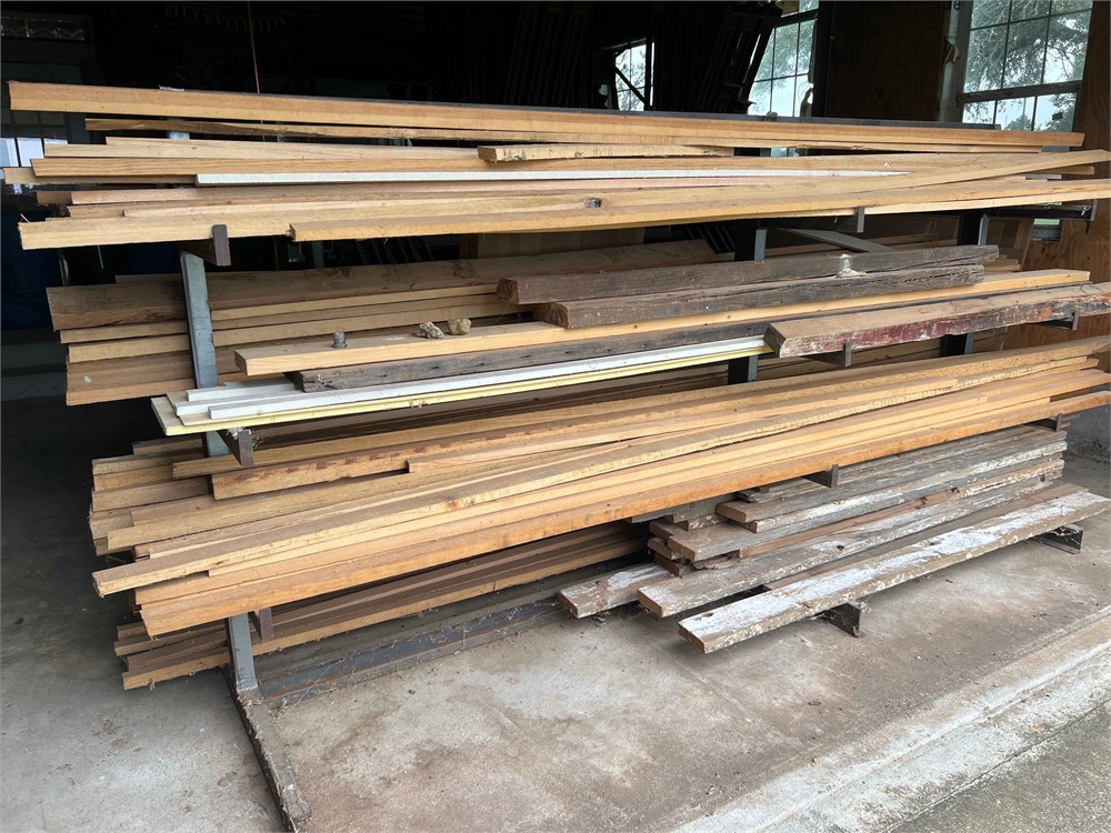 Lumber rack & misc hardwood lumber