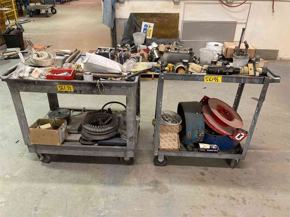 Misc. on Skid, (2) Rolling Carts with Contents-Clamps