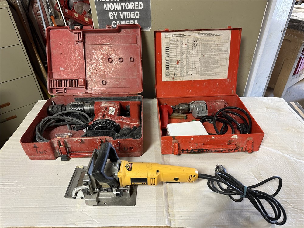 Hilti Hammer Drill, Milwaukee Hammer Drill, Dewalt Plane Joiner-Lot of 3