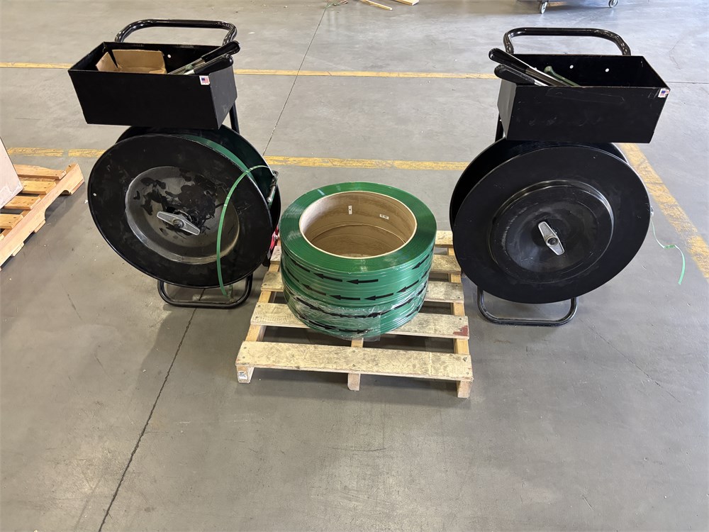 (2) Plastic Banding Carts w/Banding Rolls