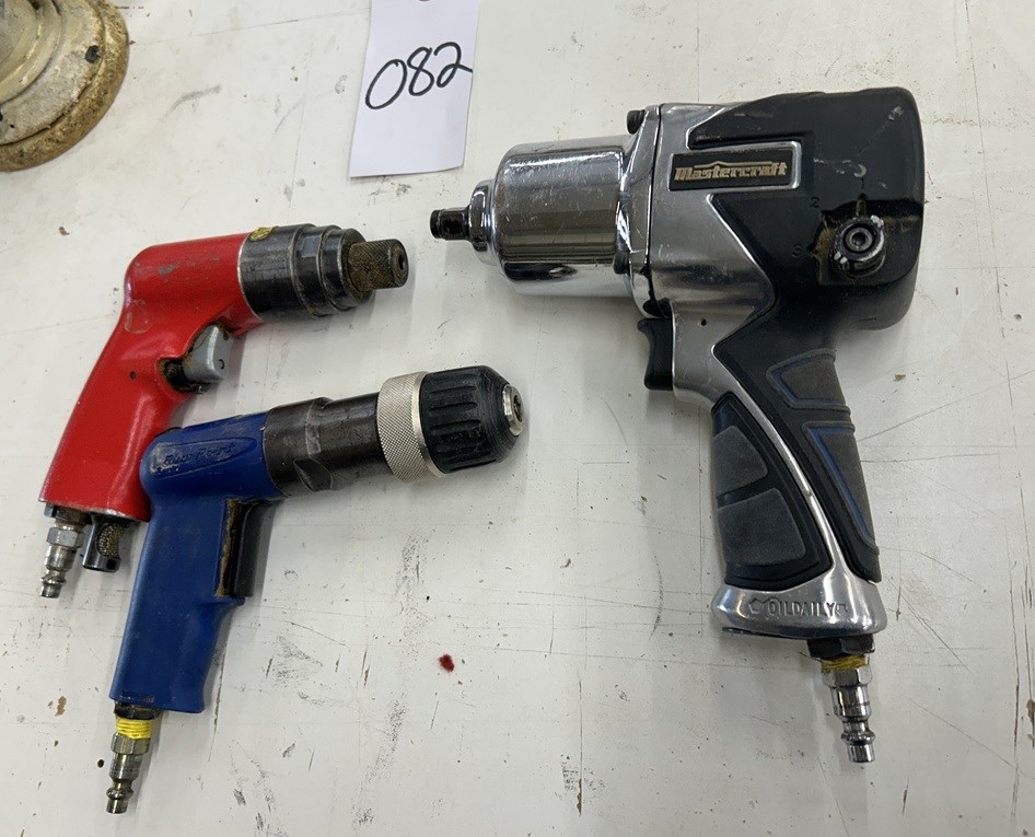 (1) Mastercraft Impact Drill (2) Pneumatic Drills - Lot of 3