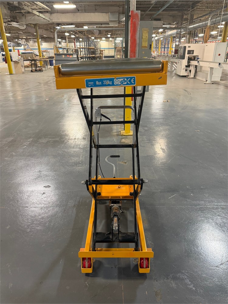 Yellow Rolling Lift Table & Roller Top