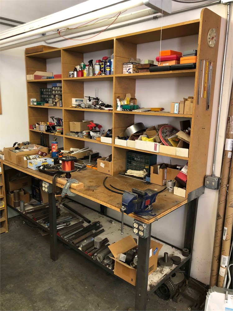 Work Bench and Storage Cabinet with Contents