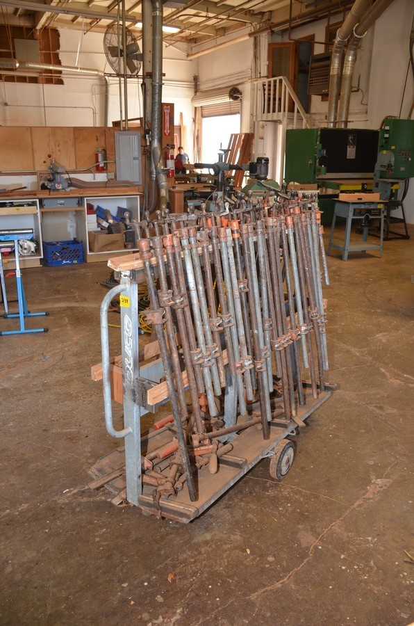 Lot of Bar Clamps & Cart as Pictured