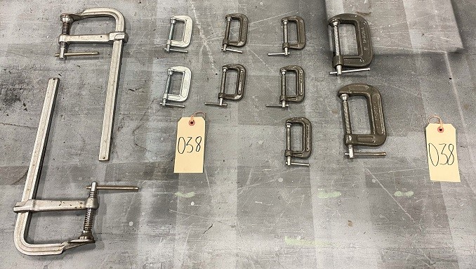 (12) C-CLAMPS VARIOUS SIZES * LOT OF 12