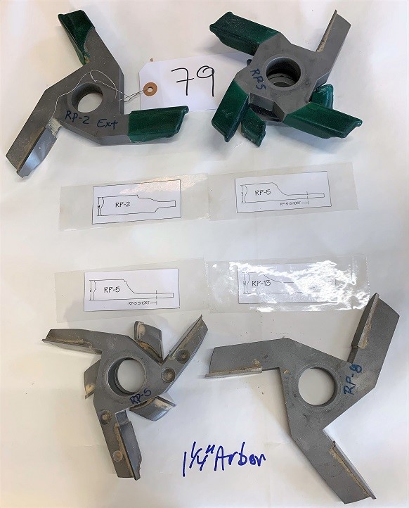 LOT# 079  (4) SHAPER / MOULDER CUTTERS * SEE PHOTO FOR PROFILE & BORE DIAMETER