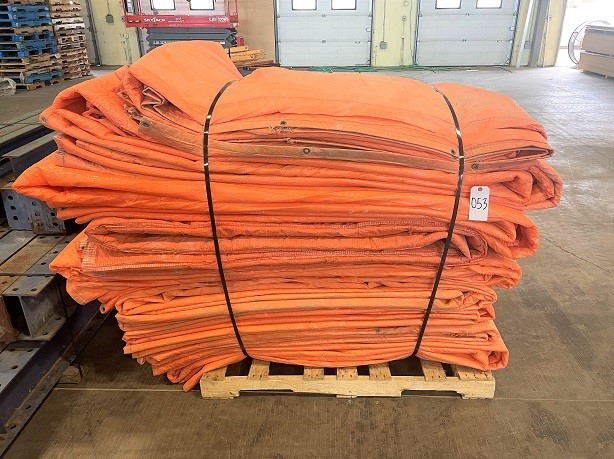 Lot of Approx 8 "Orange Tarps" 10' x 20', Padded with Gromets