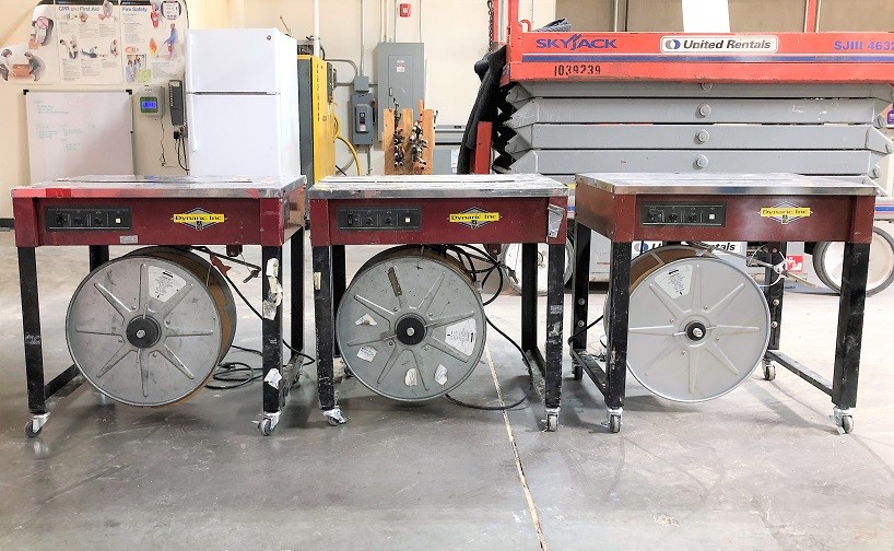 LOT# 051 DYNARIC STRAPPING MACHINES * LOT OF 3 (WORK NEEDED)