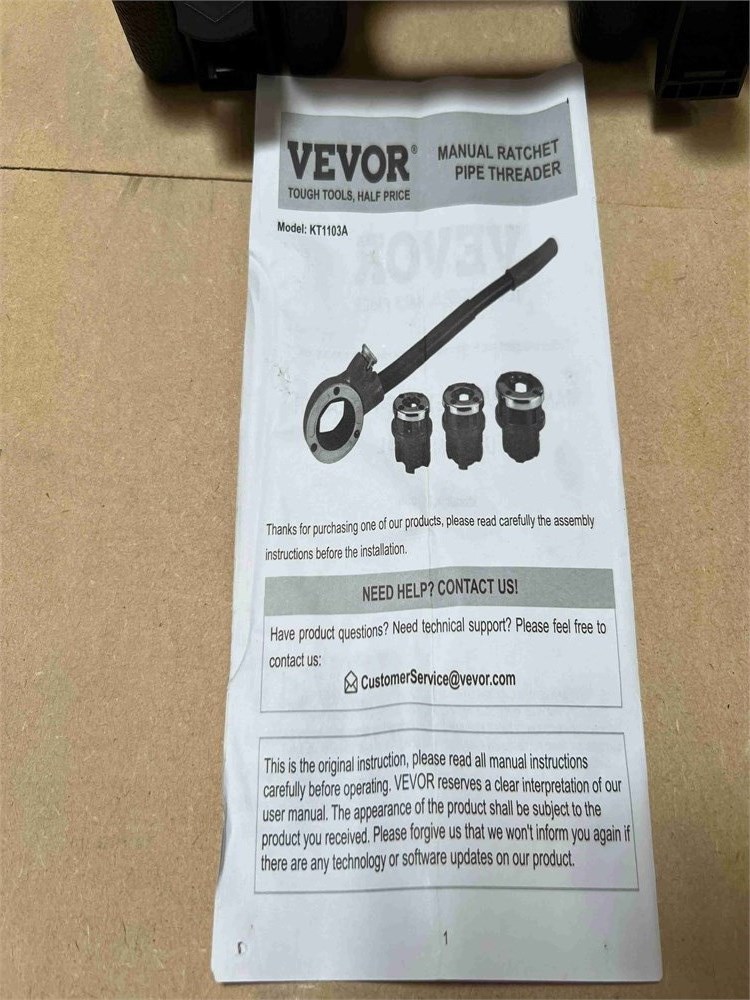 Vevor "KT1103A" Manual Ratchet Pipe Threader