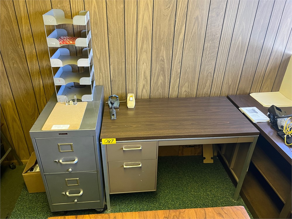 Desk and file cabinet