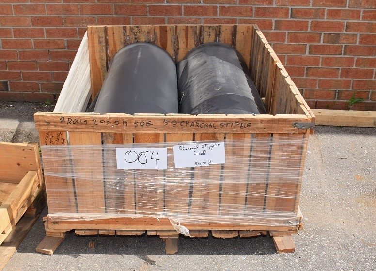 LOT# 064  (2) ROLLS OF CHARCOAL STIPPLE LAMINATE/VENEER- SEE PHOTOS FOR VOLUME