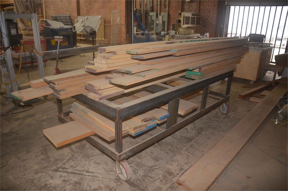 Hardwood lumber on cart