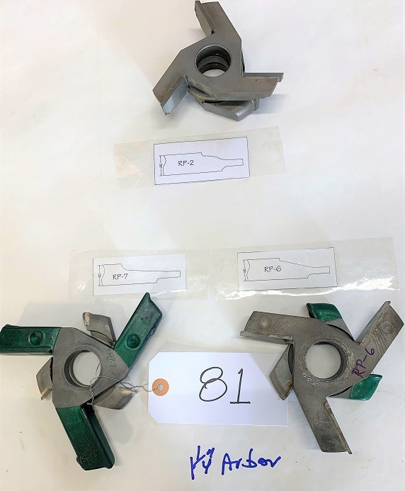 LOT# 081  (3) SHAPER / MOULDER CUTTERS * SEE PHOTO FOR PROFILE & BORE DIAMETER
