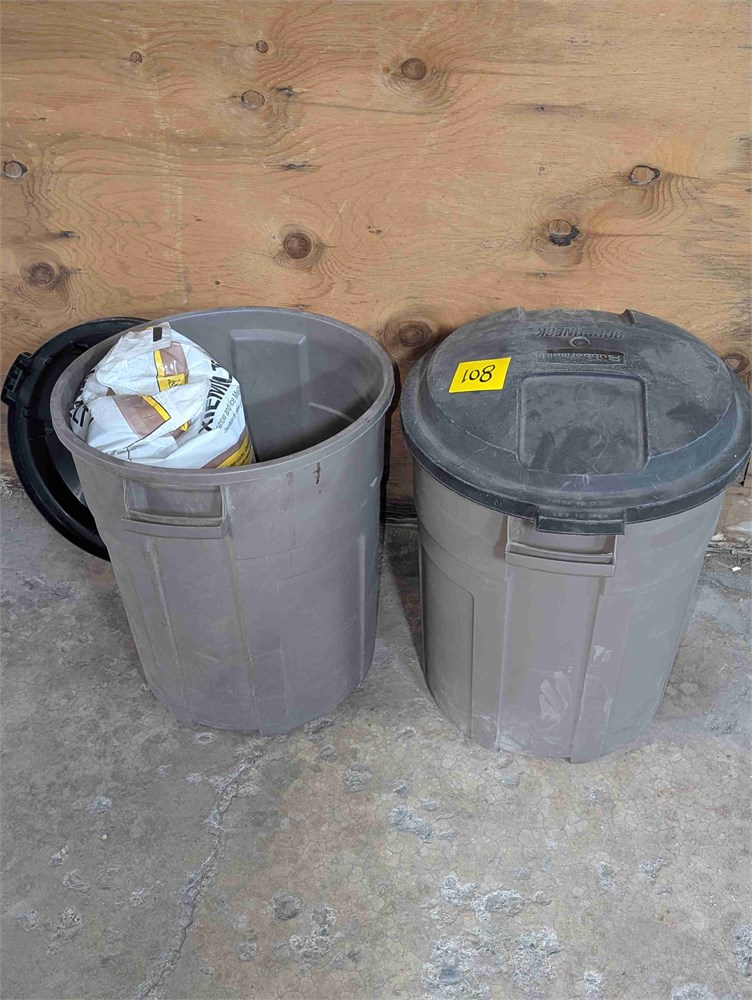 Two garbage cans full of ice melt