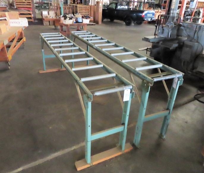 LOT# 115  (2) SECTIONS OF ROLLER CONVEYOR * 120"L x 18"W * LOT OF 2